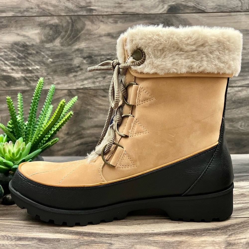 NIB JBU by Jambu Northgate Faux Fur Trim Waterproof Ankle Boots 8M Tan - Picture 10 of 13